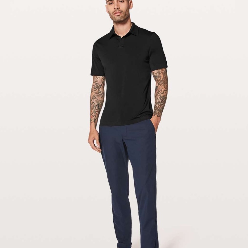 SOLD❗️LULULEMON Mens Black Polo Workout Shirt - Picture 2 of 8